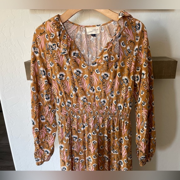 Universal Thread| Burnt Orange, Rust Floral Tiered Ruffle Midi Dress•••Prairie - Picture 2 of 12